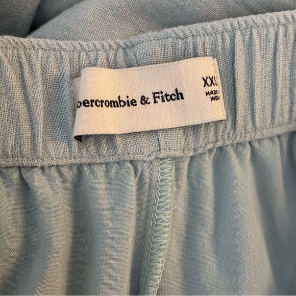 Abercrombie & Fitch Straight Linen-Blend Pull-On Pant in Light Blue XXS - Picture 6 of 7